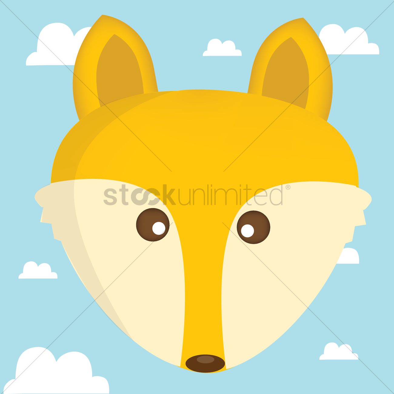 1300x1300 Fox Face On Cloud Background Vector Image