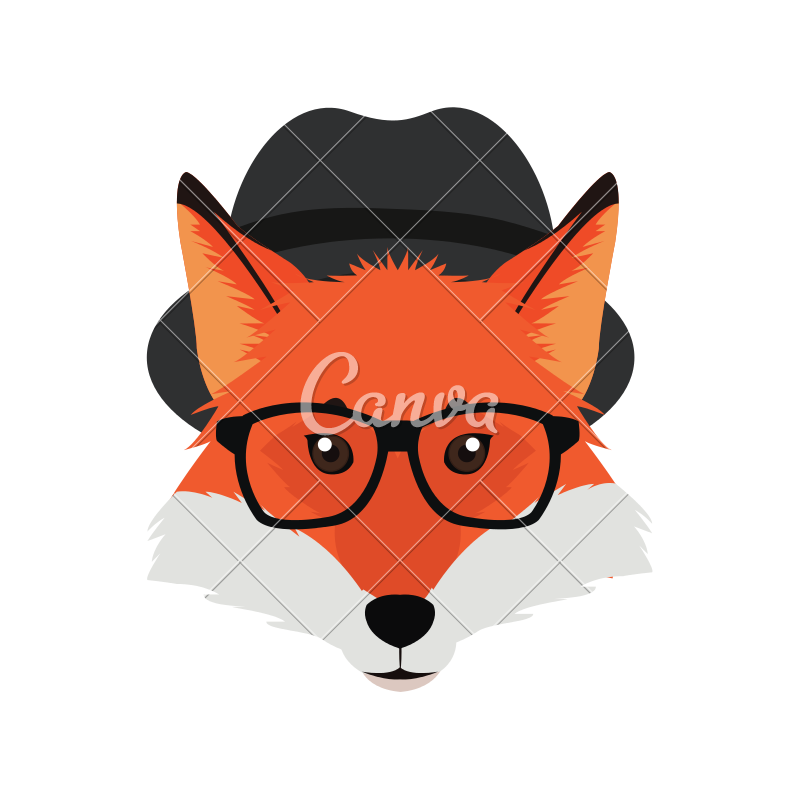 800x800 Hipster Fox Face Vector