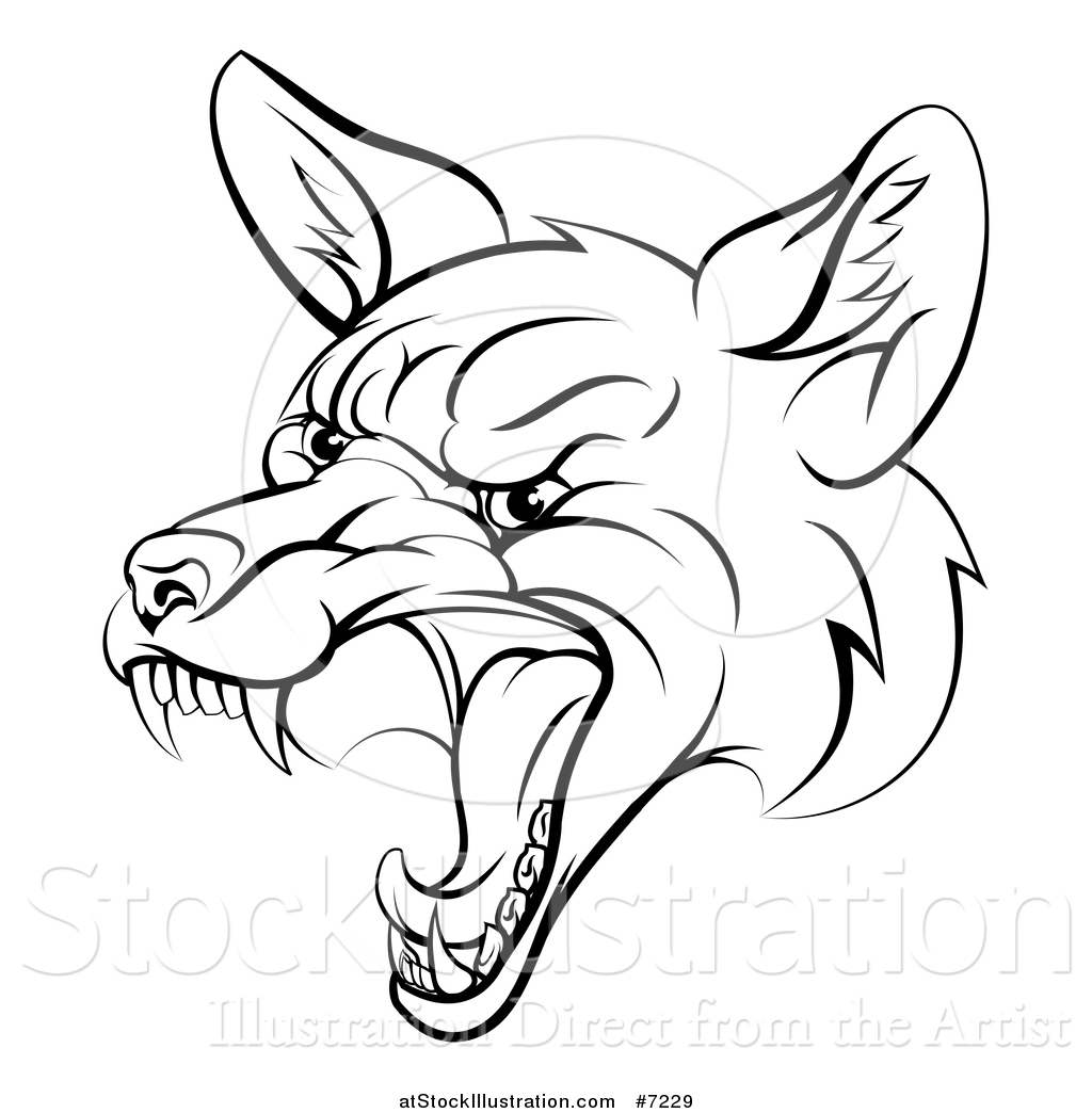 1024x1044 Vector Illustration Of A Black And White Mad Fox Face