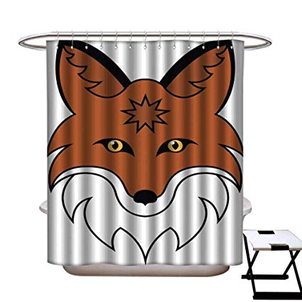 425x425 Warmfamily Polyester Fabric Shower Curtain Fox Head