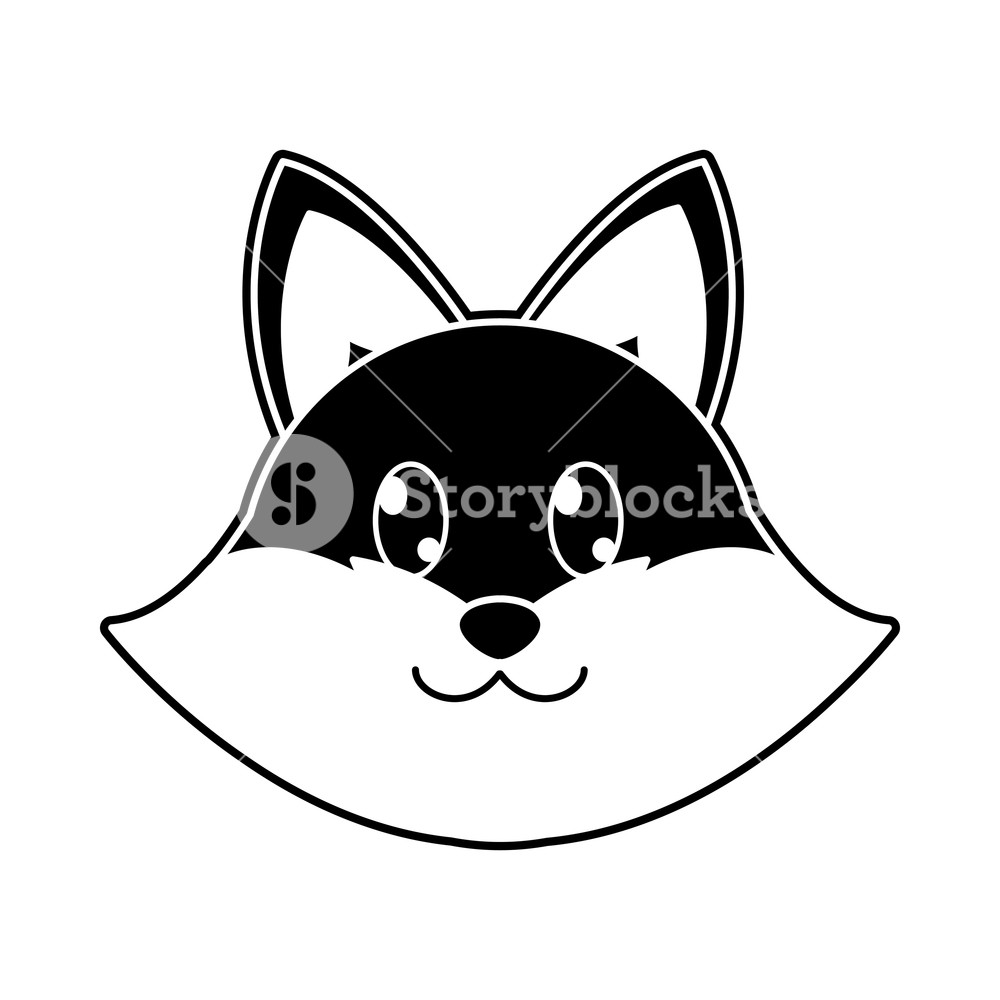 1000x1000 Silhouette Fox Head Cute Animal Character Vector Illustration