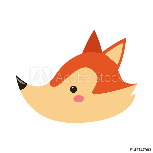 500x500 Cute Fox Icon Over White Background Colorful Design Vector