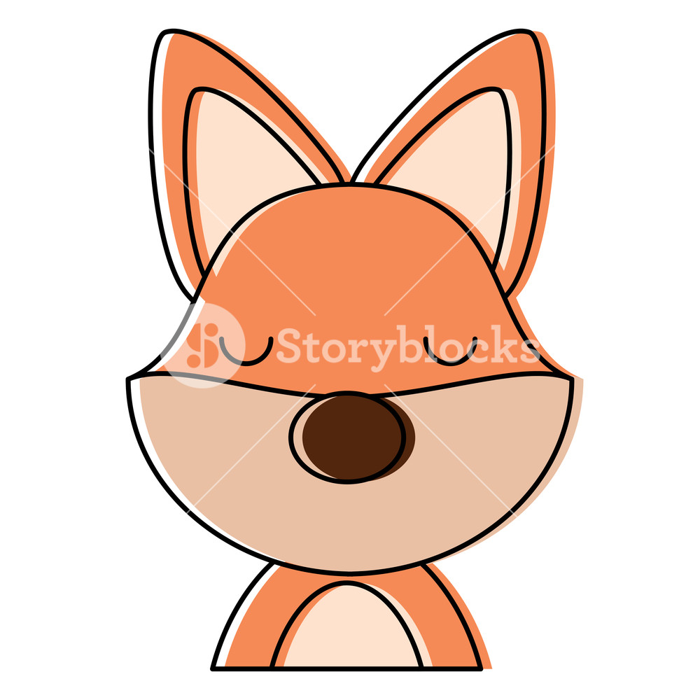 1000x1000 Cute Lazy Fox Icon Over White Background, Colorful Design Vector