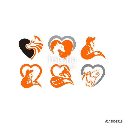 500x500 Love Fox Logo Vectorwolf Logo Inspiration Template Stock Image
