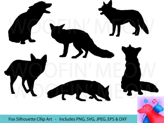 570x429 Fox Silhouette Clipart Fox Vector Sticker Fox Etsy
