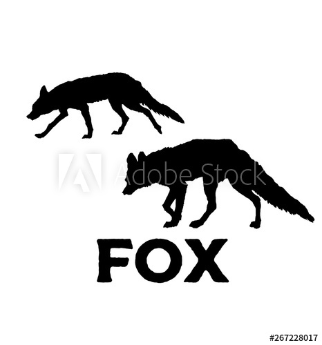 466x500 Fox Silhouette Vector Illustration Isolated On White Background
