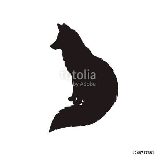 500x500 Silhouette Of A Sit Fox Stock Image And Royalty Free Vector
