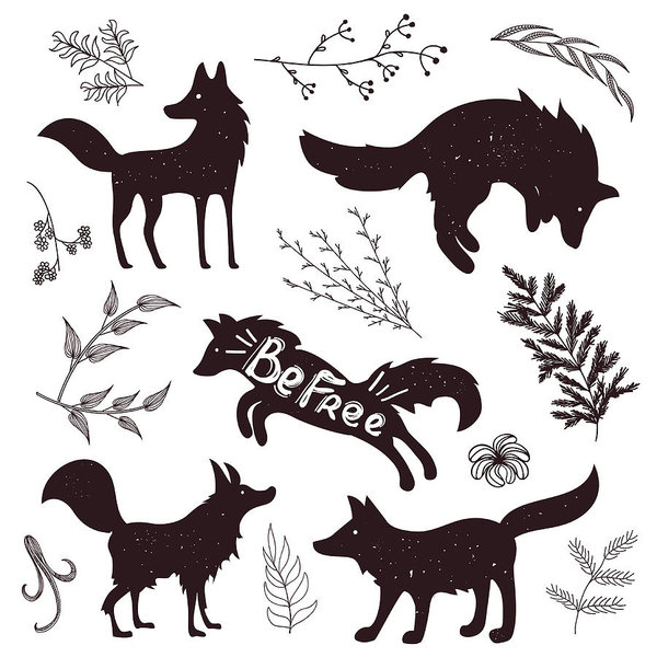 600x600 Vector Wild Fox Silhouettes With Lettering Quote Art Print