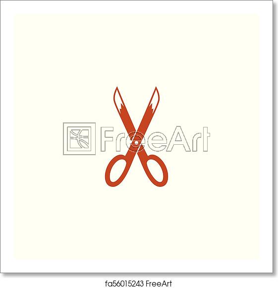 561x581 Free Art Print Of Scissors And Fox Tail Vector Illustration