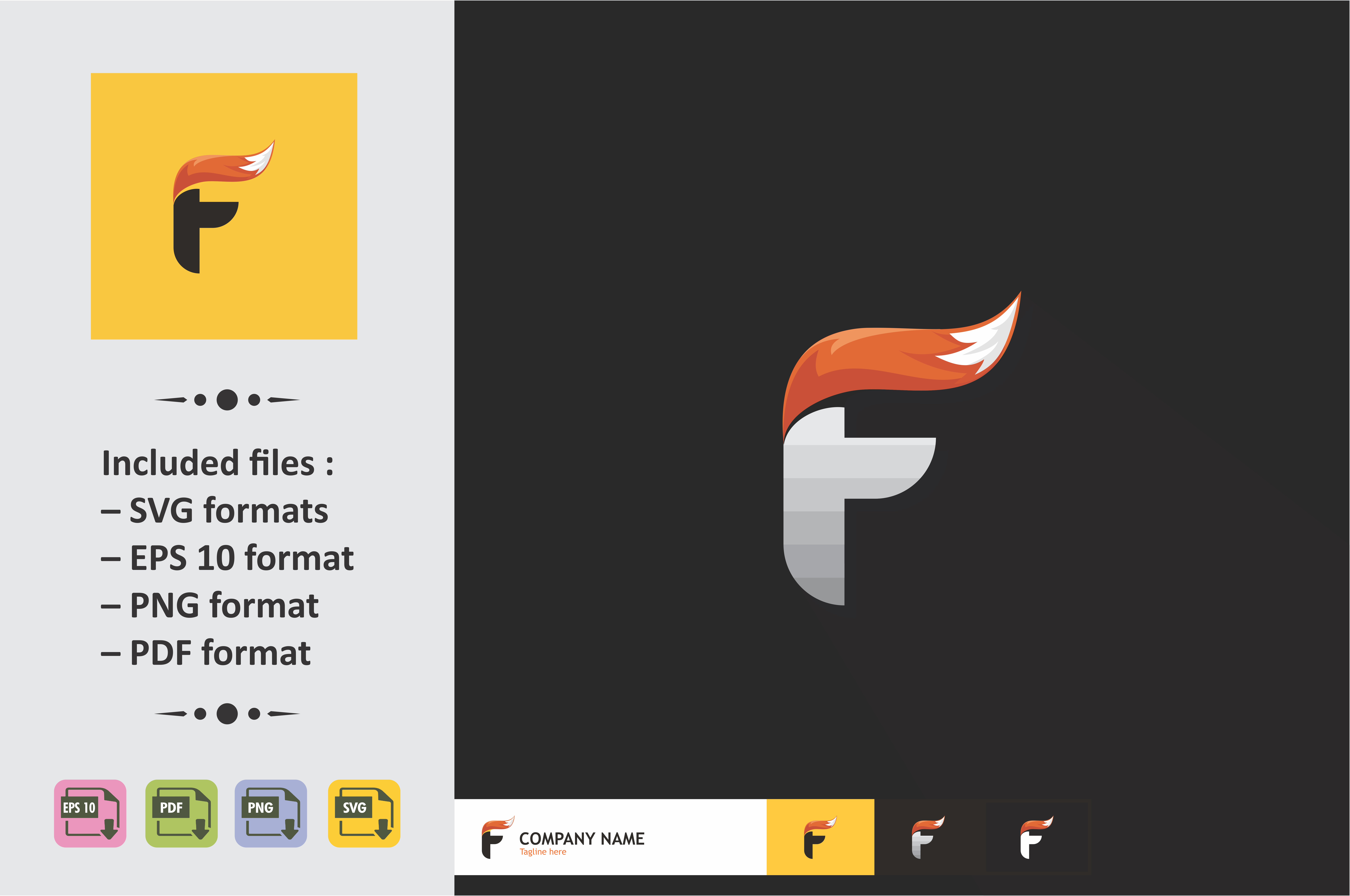 9649x6405 Letter Logo Design With Fox Tail Vector Graphic