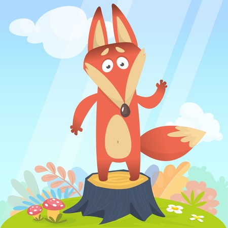 450x450 Big Red Fox Tail Angrily Funny Cartoon Style Stand Upright