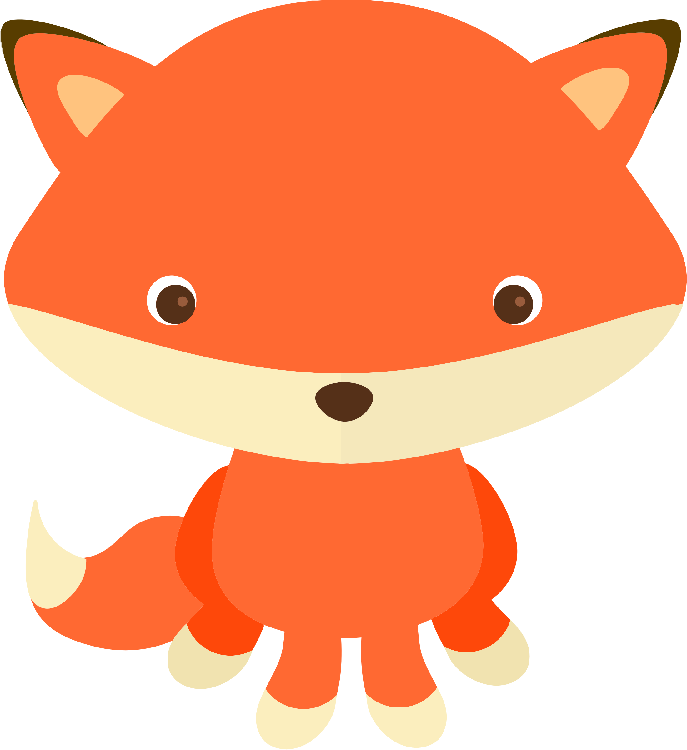 2198x2400 Orange Fox Vector Clipart Image