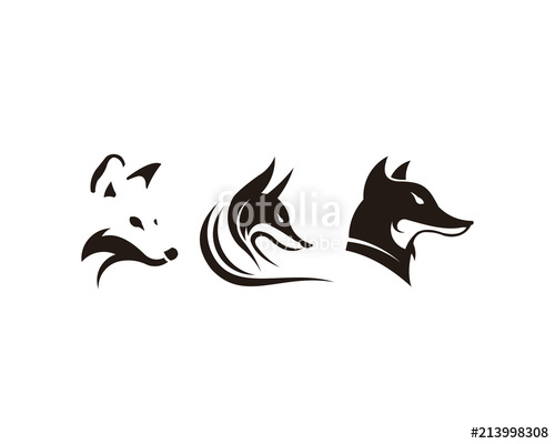 500x400 Fox Looking Away Vector Logo On Isolated White Background Logo