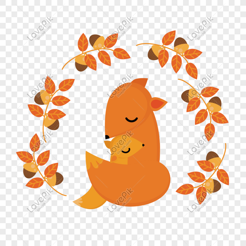 860x860 A Pair Of Cute Mother And Child Fox Vector Material Png