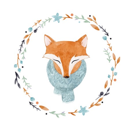 450x450 Vector Of Watercolor Fox Vector Portrait