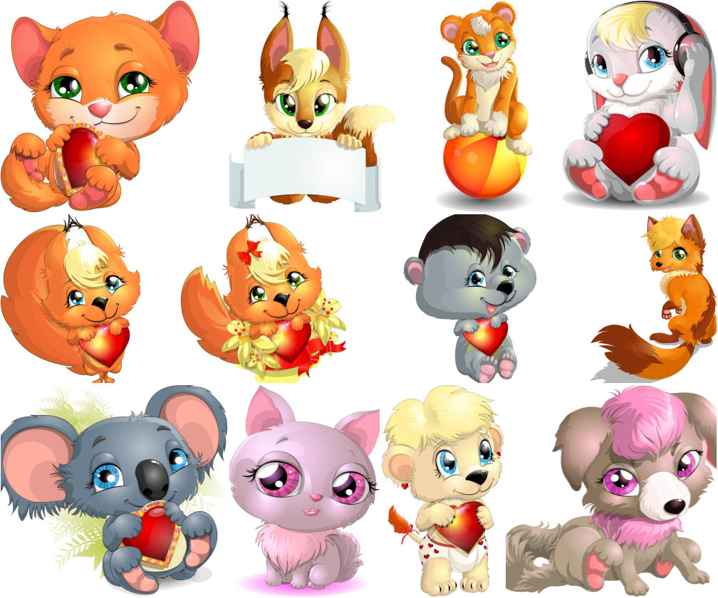 1008x840 Cute Little Animals Cartoon Cat And Fox Vector Free Download