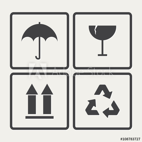 500x500 Fragile Icons Set Vector Fragile Box Icon Isolated On A White