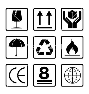 380x400 Fragile Symbol Set Isolated On White Background Vector