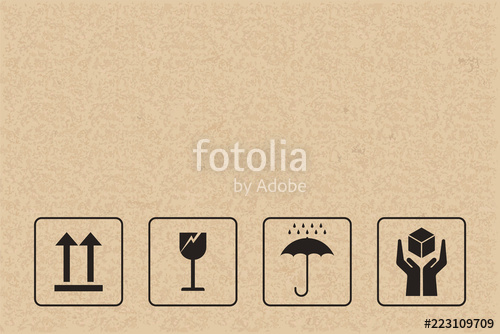 500x334 Cardboard Packaging Icon Set Fragile Care Sign And Symbol Vector