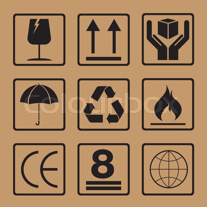 800x800 Fragile Symbol Set On Brown Background Stock Vector Colourbox