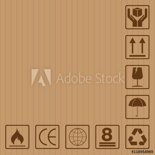 500x500 Fragile Symbol Set With Brown Texture Design Fragile Symbol