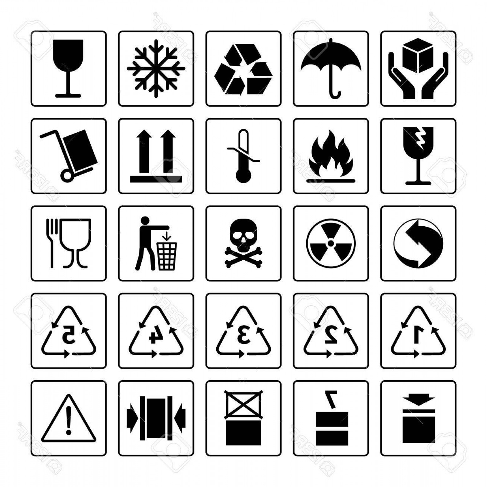 1558x1560 Photostock Vector Packaging Symbols Vector Package Icons