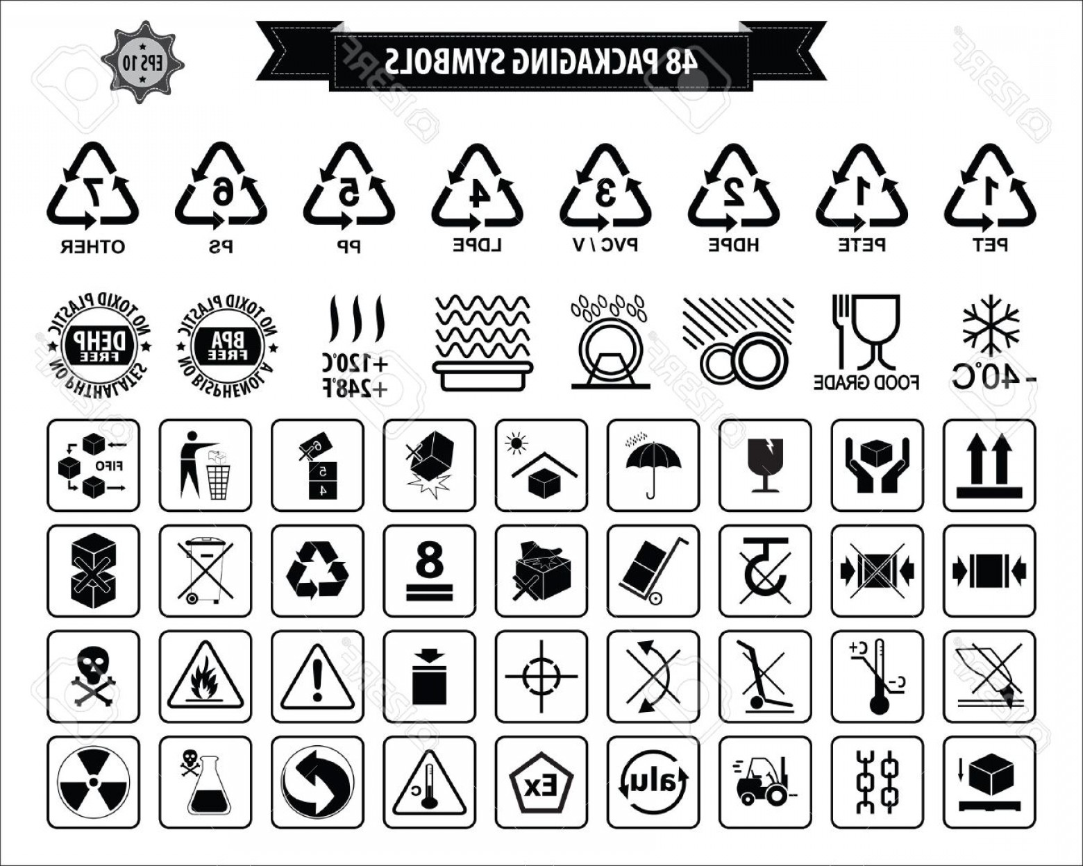 1560x1248 Photostock Vector Set Of Packaging Symbols This Side Up Handle
