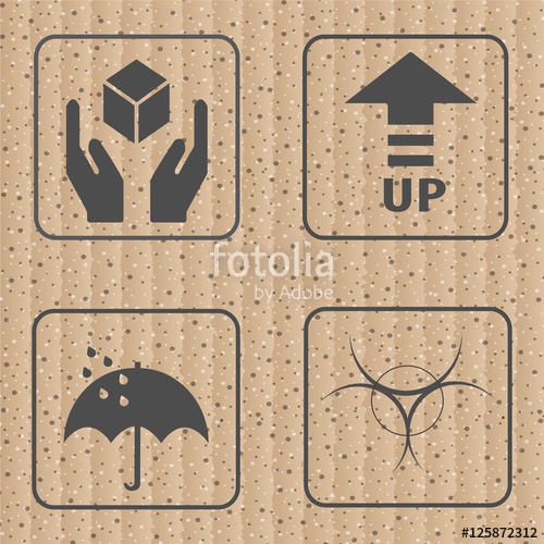 500x500 Fragile Symbol And Symbol Of Packing Box Icon Vector Illustration