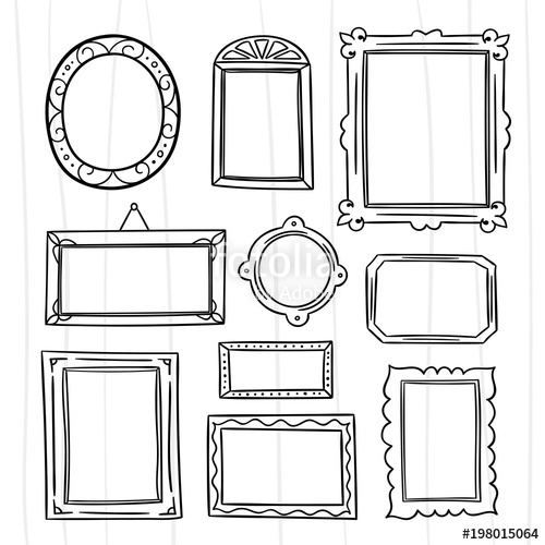 500x500 Cute Hand Drawn Frames Vector Set Graphic Design Outline Frame