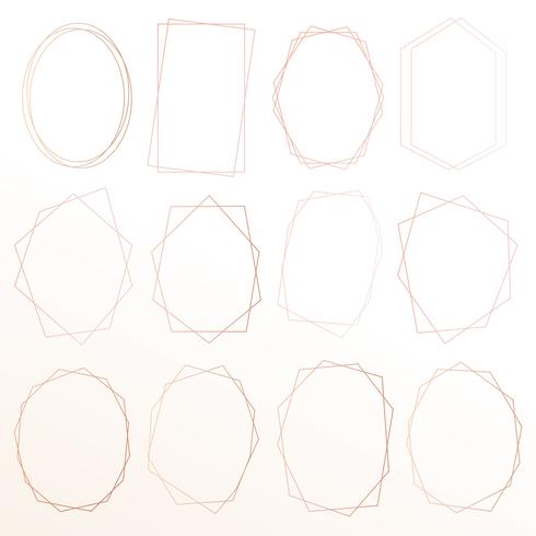 490x490 Set Of Geometric Pink Gold Frame, Decorative Element For Wedding