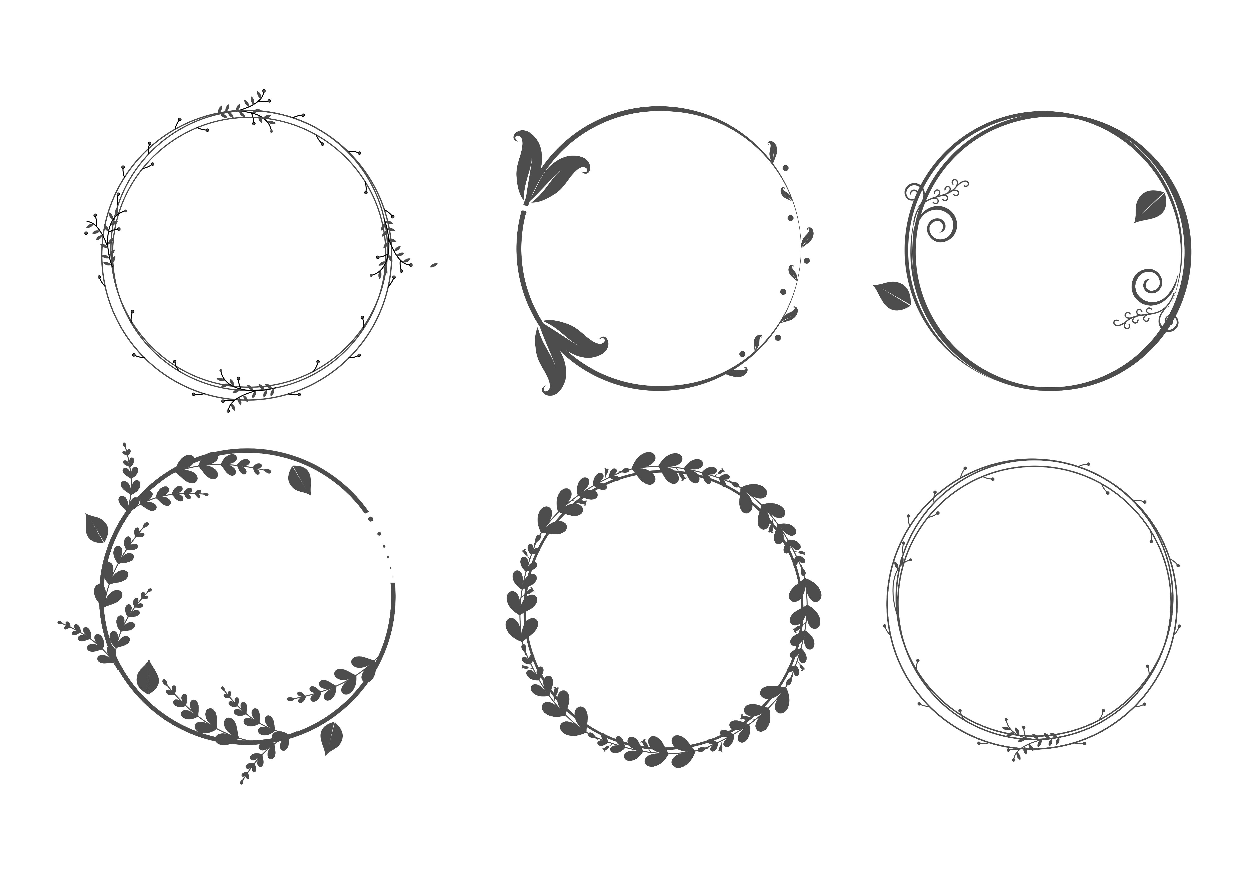 5000x3500 Set Of Vector Graphic Circle Frames Wreaths For Design, Logo