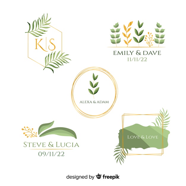 626x626 Watercolor Wedding Frame Logos Collection Vector Free Download