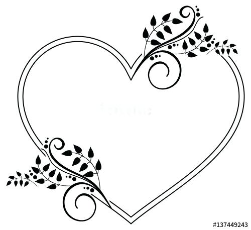 500x458 Heart Shape Picture Frame Shaped Black And White With Floral