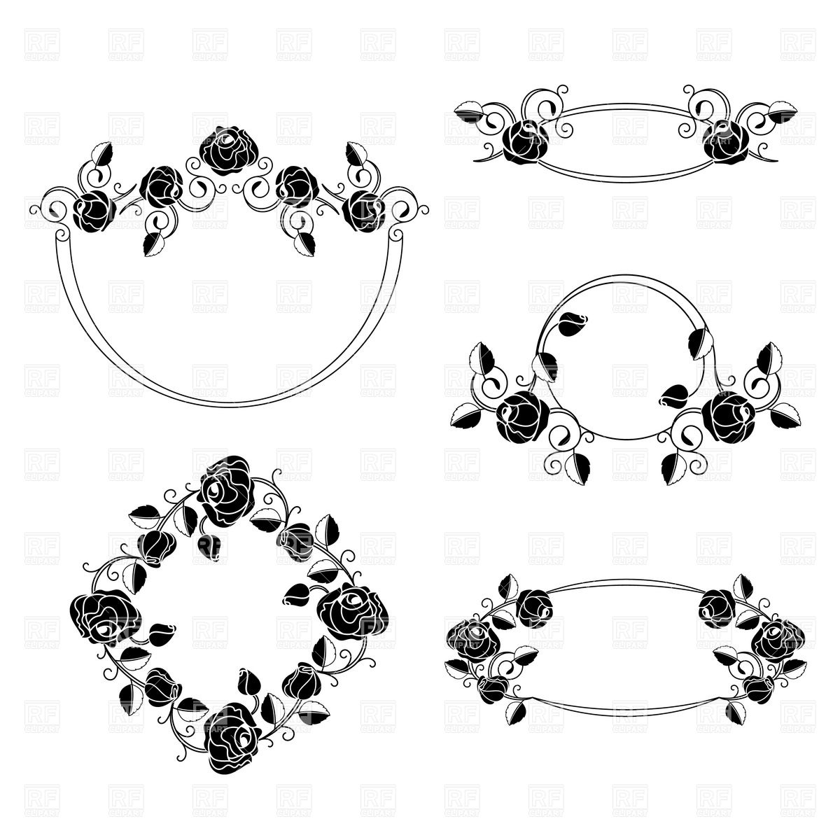 1200x1200 Ornate Floral Art Nouveau Frames With Roses Vector Image