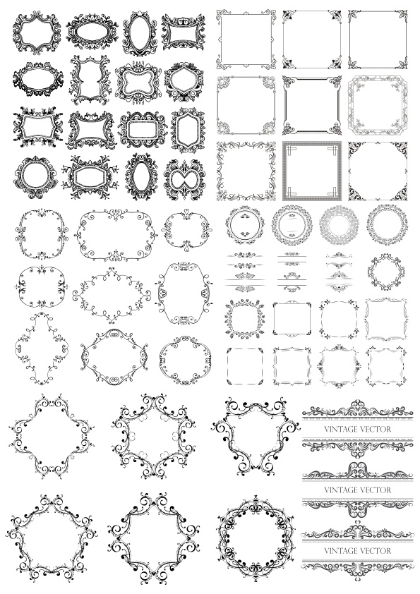 Ornate Floral Frame Vector Set Free Vector Download In Cdr 595x842 Ornate Floral Frame Vector Set Free Vector Download In Cdr