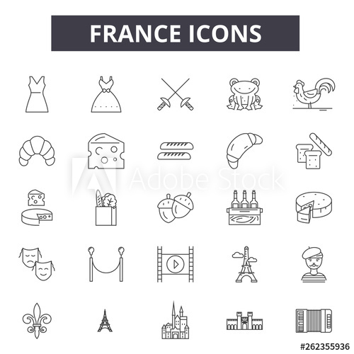 500x500 France Line Icons, Signs Set, Vector France Outline Concept