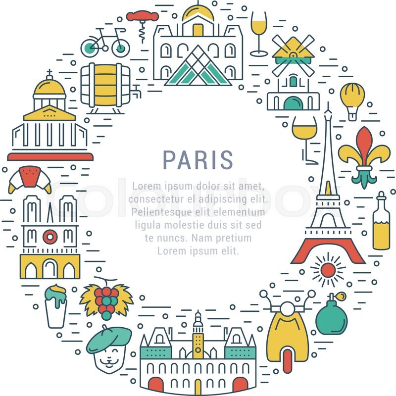 800x800 France And Paris City Concept Symbols Stock Vector Colourbox