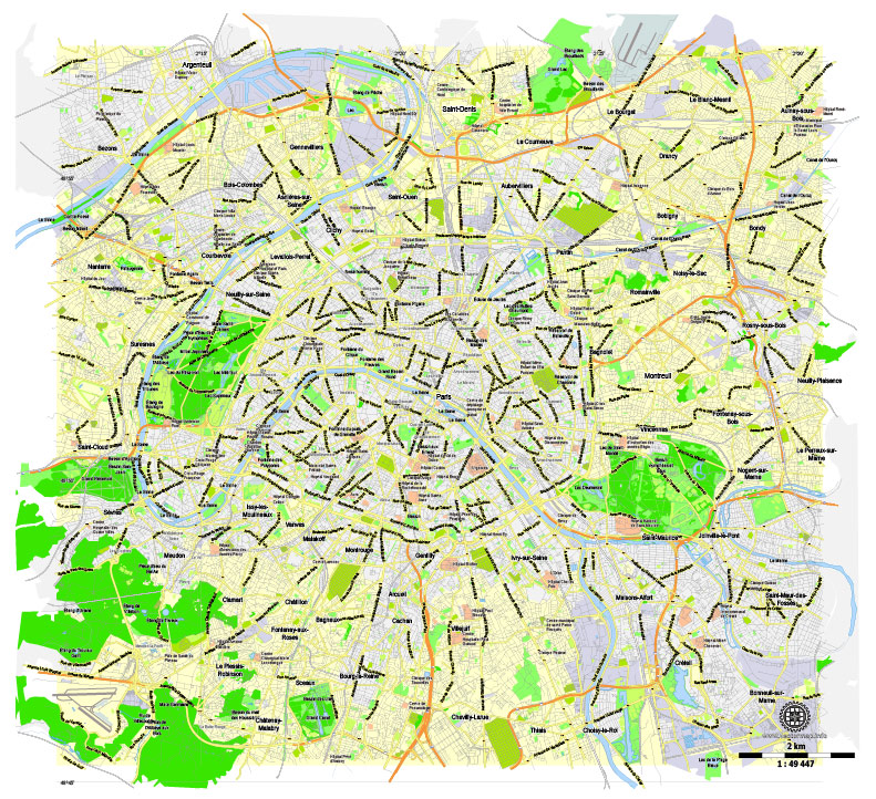 791x722 Paris Vector Map Printable Illustrator Editable City Plan