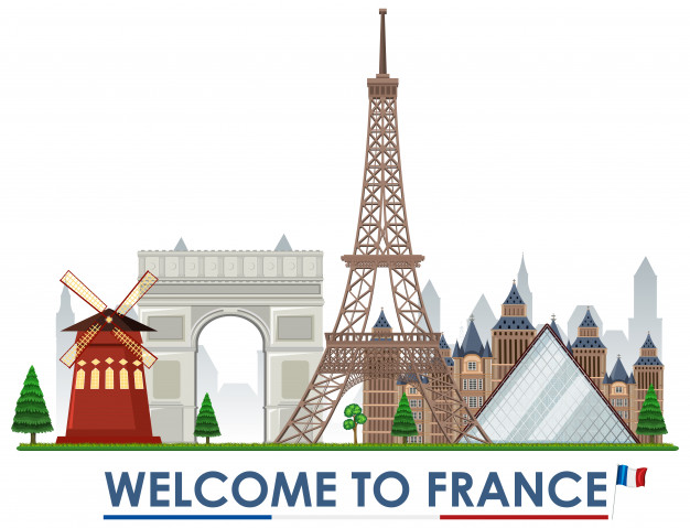 626x479 Welcome To France Landmarks Vector Premium Download