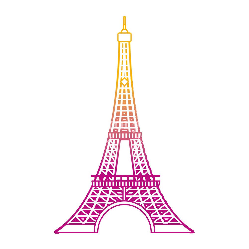 1000x1000 Degraded Line Eiffel Tower Architecture From Paris France Vector