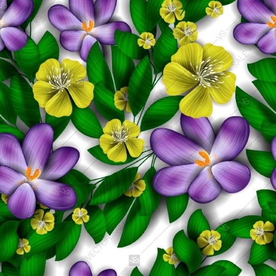 540x540 Hibiscus, Frangipani Flowers Seamless Vector Pattern