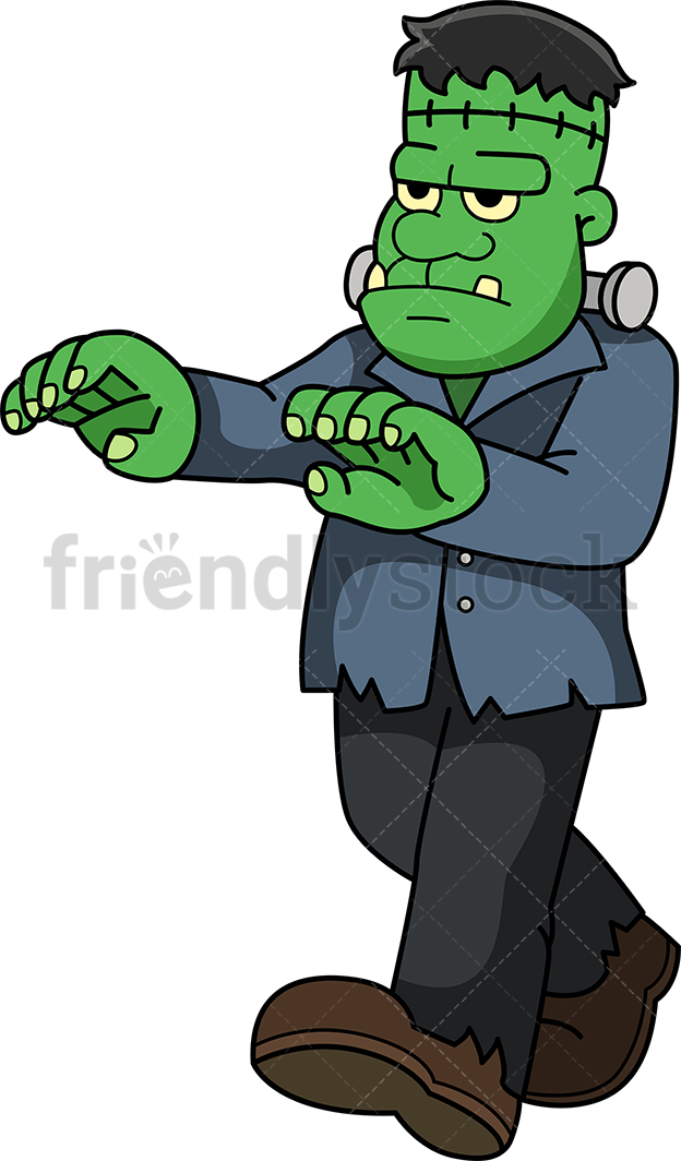 624x1064 Green Frankenstein Monster Cartoon Clipart Vector