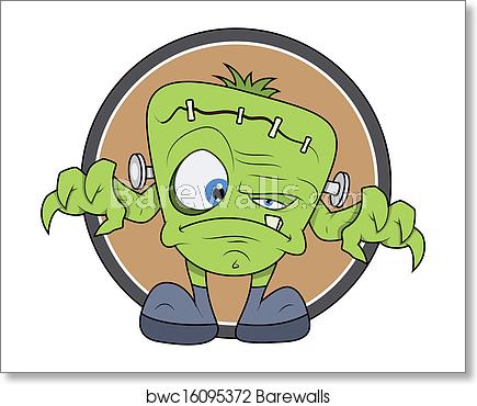 435x370 Frankenstein Monster Cartoon Vector, Art Print Barewalls Posters