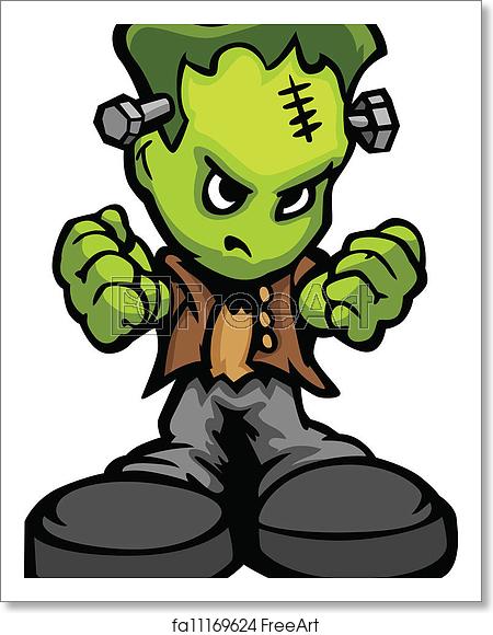 450x580 Free Art Print Of Tough Guy Cartoon Frankenstein Monster Vector. 