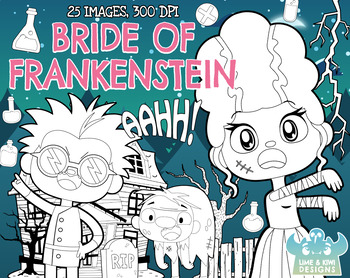 350x278 Bride Of Frankenstein Digital Stamps, Instant Download Vector Art