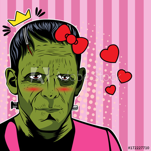 500x500 Halloween Background Vector With Cute Frankenstein Vector