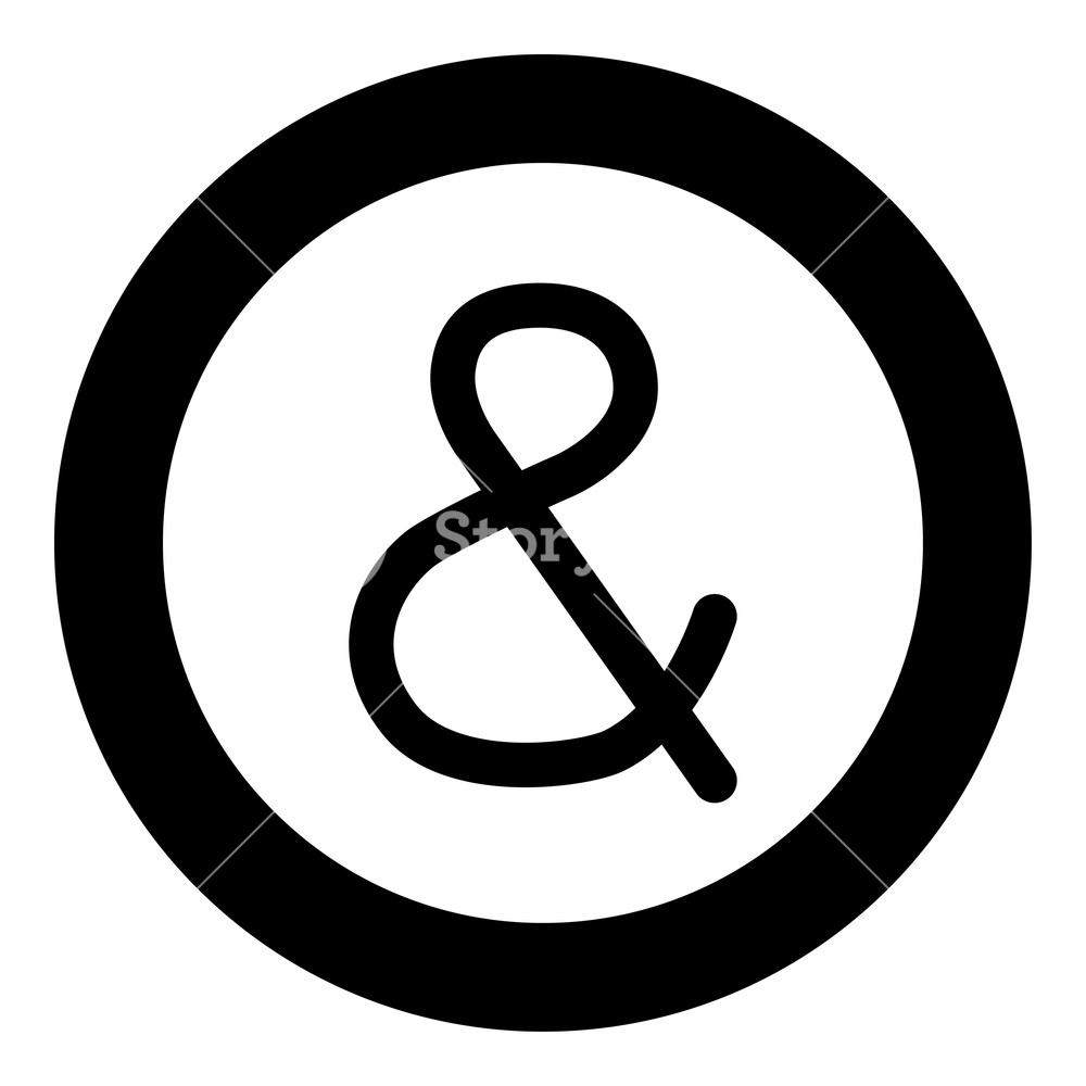 1000x1000 Ampersand Black Icon In Circle Vector Illustration Isolated Flat
