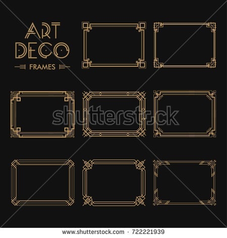 450x470 Set Art Deco Borders Frames Creative Stock Vector