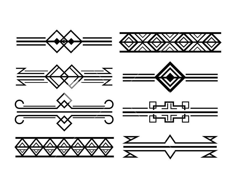 1000x801 Art Deco Vignette And Border Decoration Elegant Motif Vector