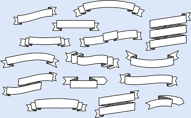 650x404 Vector Doodled Ribbons